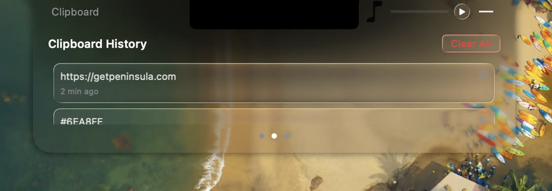 Clipboard history in the notch