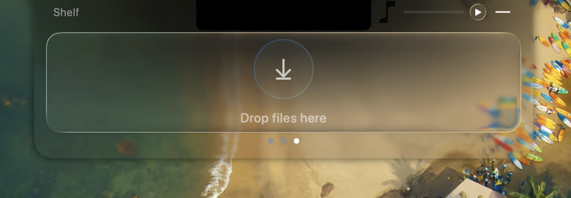 Drag-and-drop file shelf in the notch